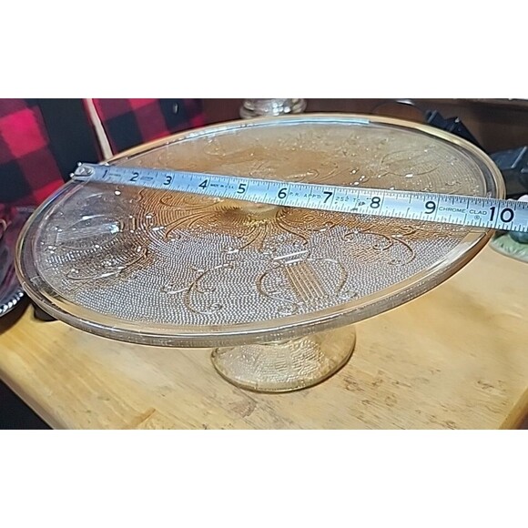 Vintage Amber Depression Glass Cake Stand – Madrid Pattern Federal Glass - Picture 1 of 8